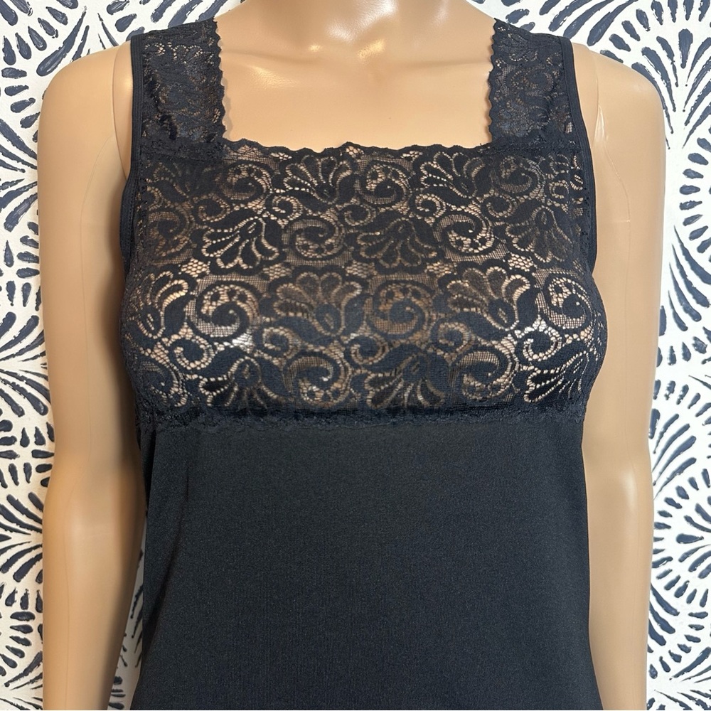 Vintage Cinema Etoile Black Stretch Lace Lingerie Cami Top